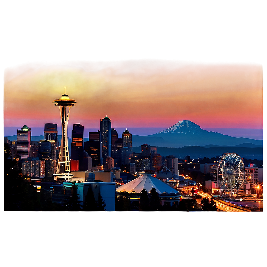 Nighttime Seattle Skyline View Png Quo