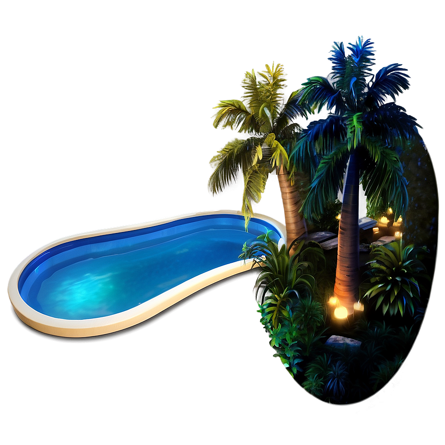 Nighttime Swimming Pool Png Hmi