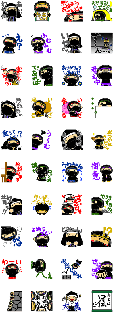 Ninja Hattori Emoticons Set