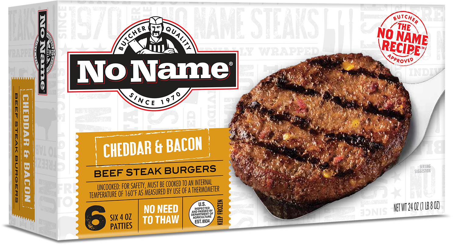 No Name Cheddar Bacon Beef Steak Burgers Box