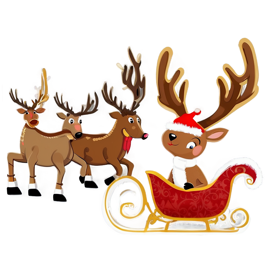 Noel Reindeer Sleigh Png 26