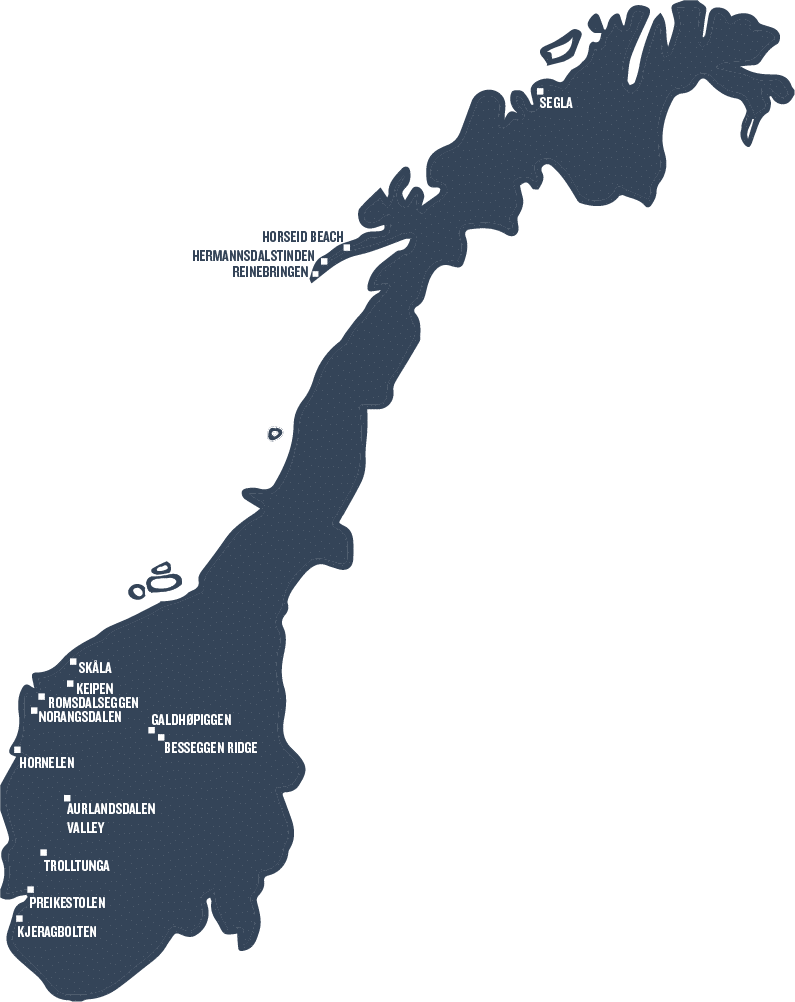 Norway Adventure Destinations Map