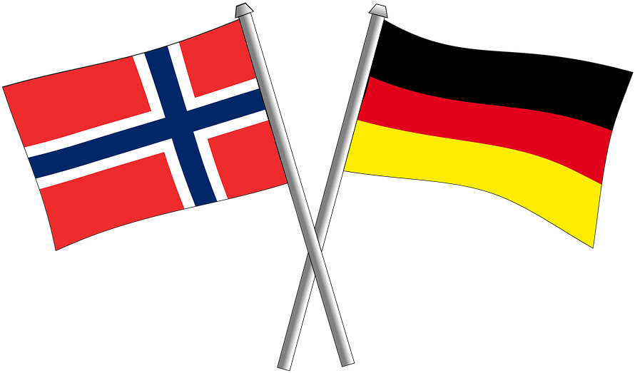 Norwegianand German Flags Crossed