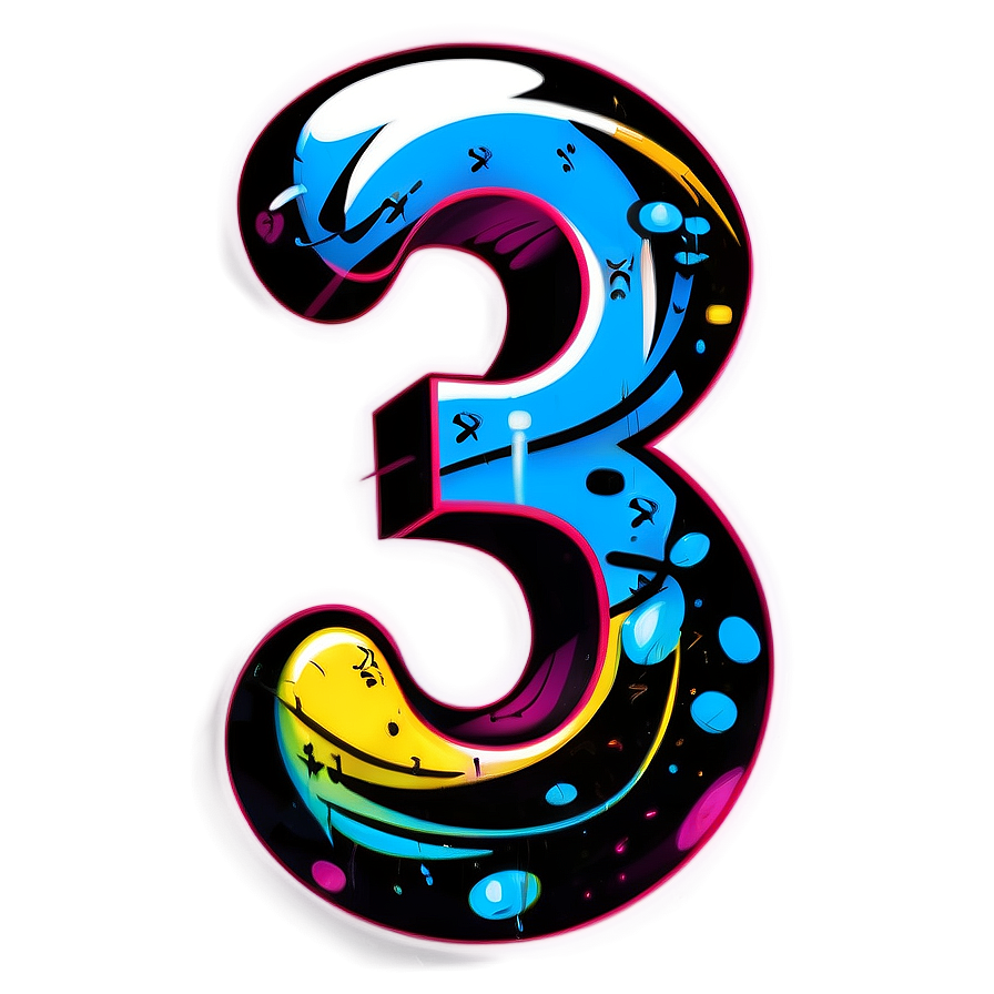 Number 3 In Graffiti Style Png 05252024