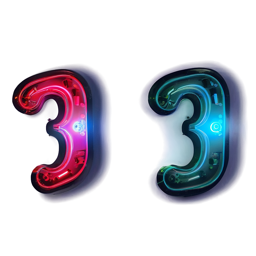 Number 3 In Neon Lights Png 34