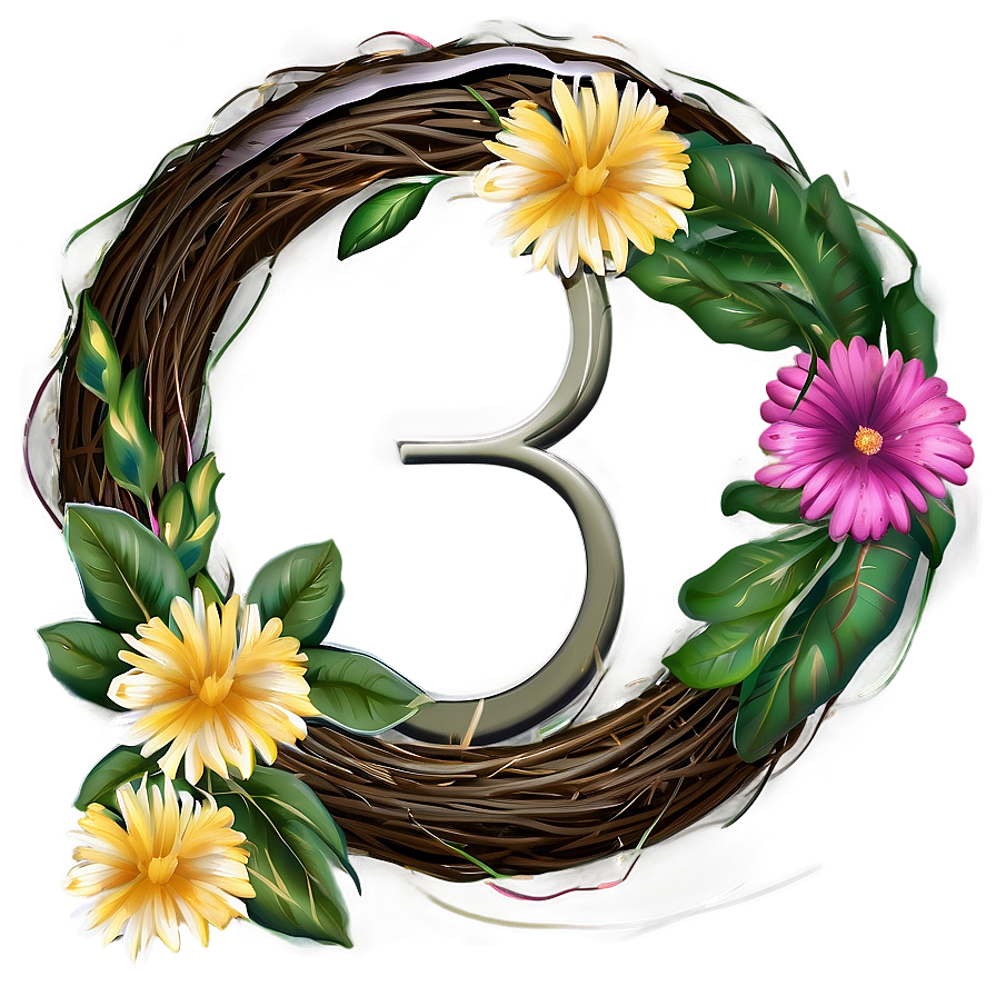 Number 3 With Floral Wreath Png 05252024