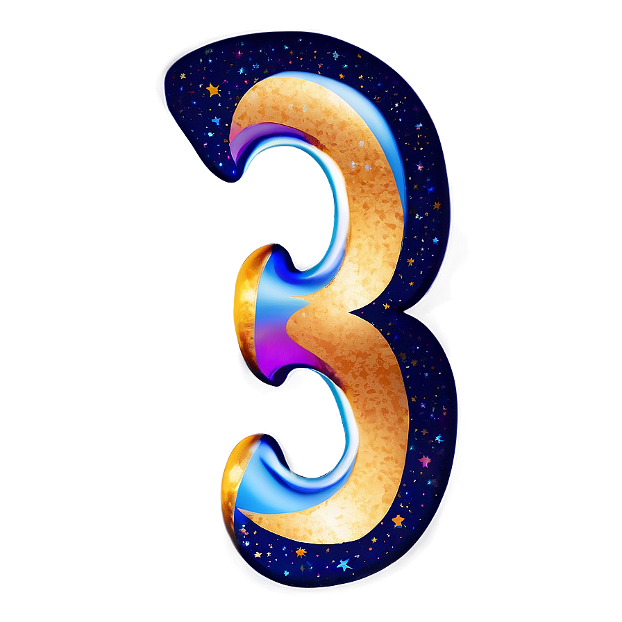 Number 3 With Galaxy Pattern Png Lbu5