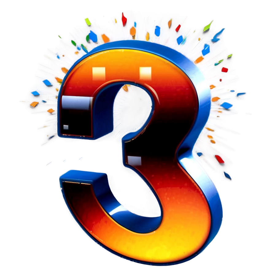 Number 3 With Sunburst Background Png Qds76