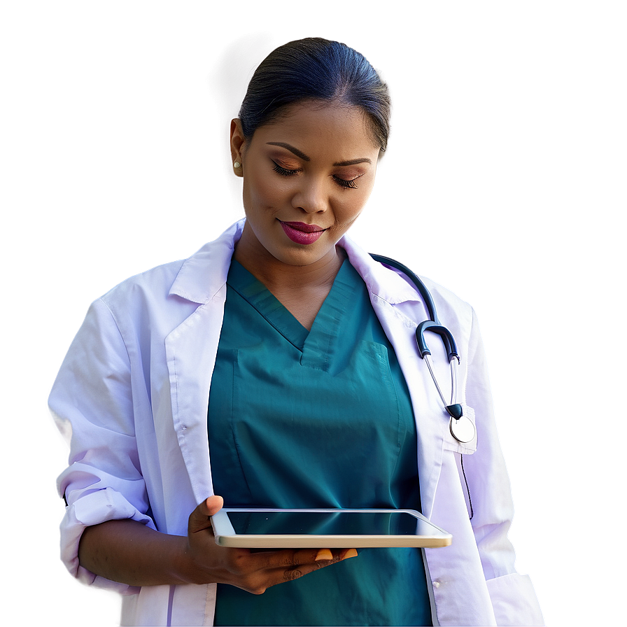 Nurse With Digital Tablet Png Qwe2