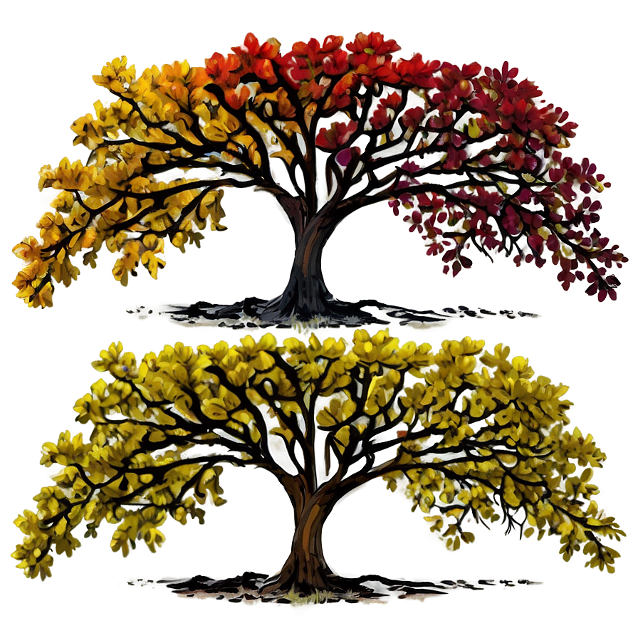 Oak Tree Through Seasons Png Exg