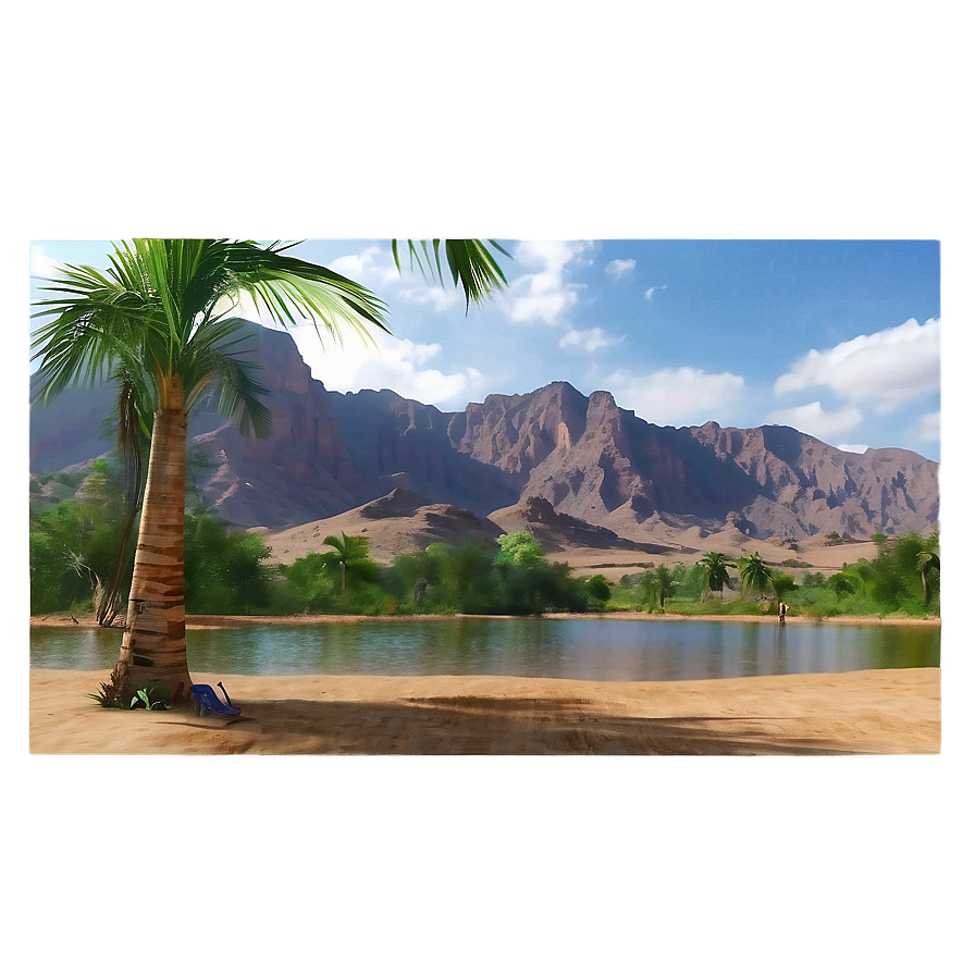 Oasis With Mountains View Png Sfn21