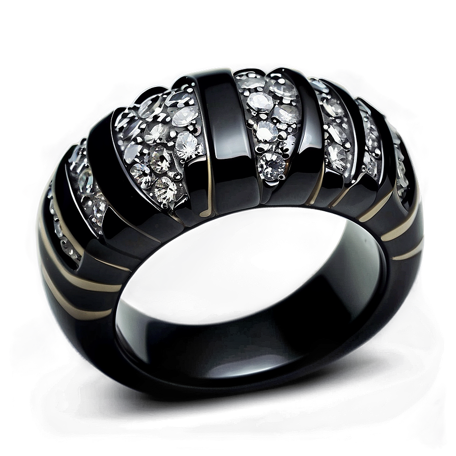 Obsidian And Diamond Ring Png 84