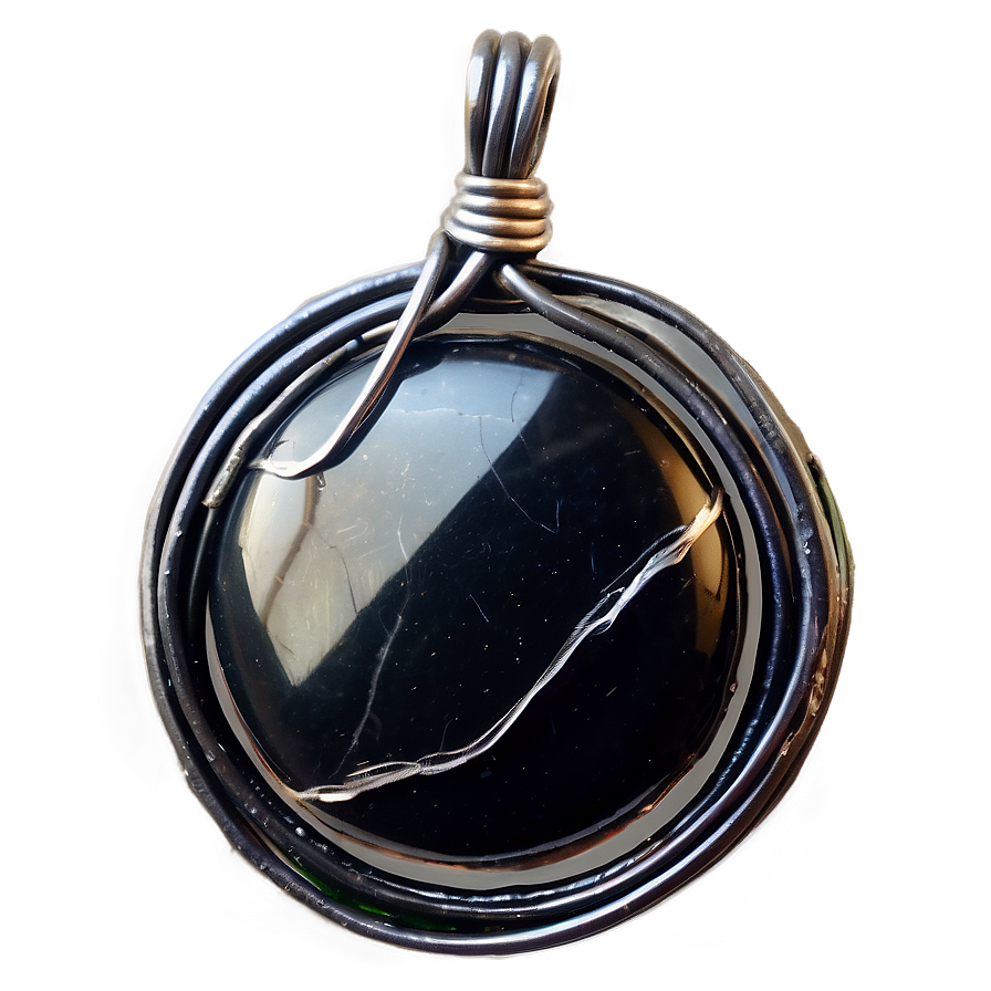 Obsidian Wire Wrapped Pendant Png 06272024