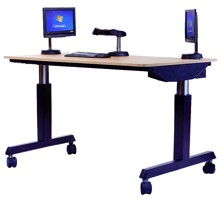 Office Desk With Monitor Stand Png Bfj