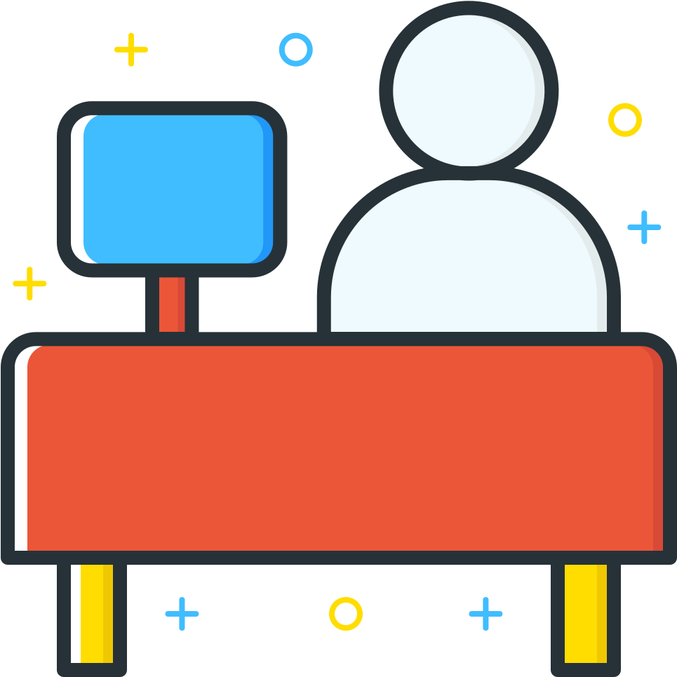 Office Worker At Desk Icon