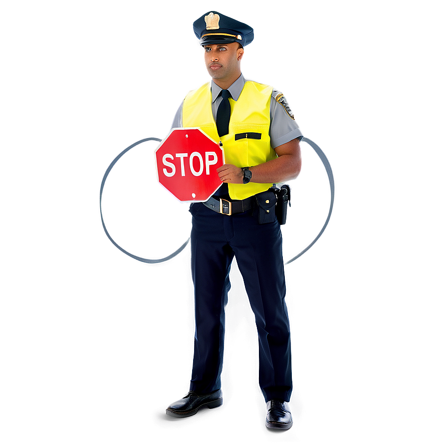 Officer With Stop Sign Png 06252024