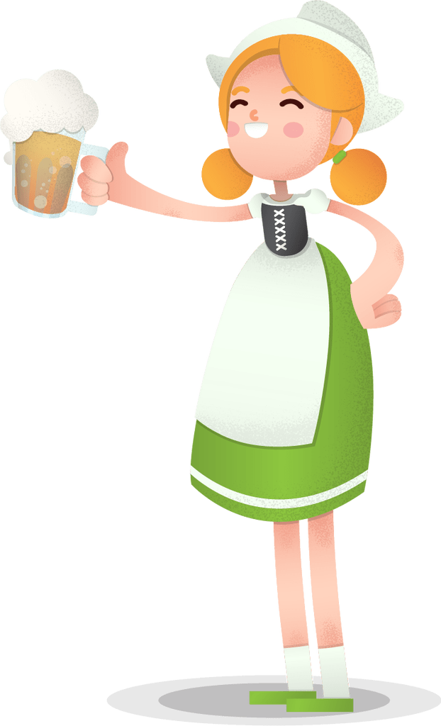 Oktoberfest Cartoon Girlwith Beer