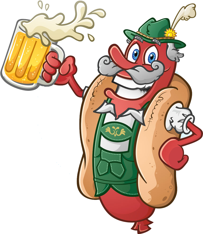 Oktoberfest Celebratory Hotdog Character