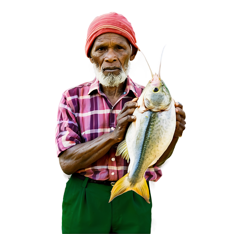 Old Fisherman With Catch Png Pax