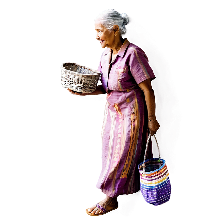 Old Lady With Basket Png 06202024