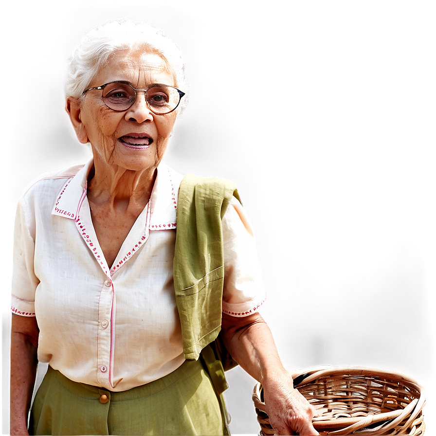 Old Lady With Basket Png 45