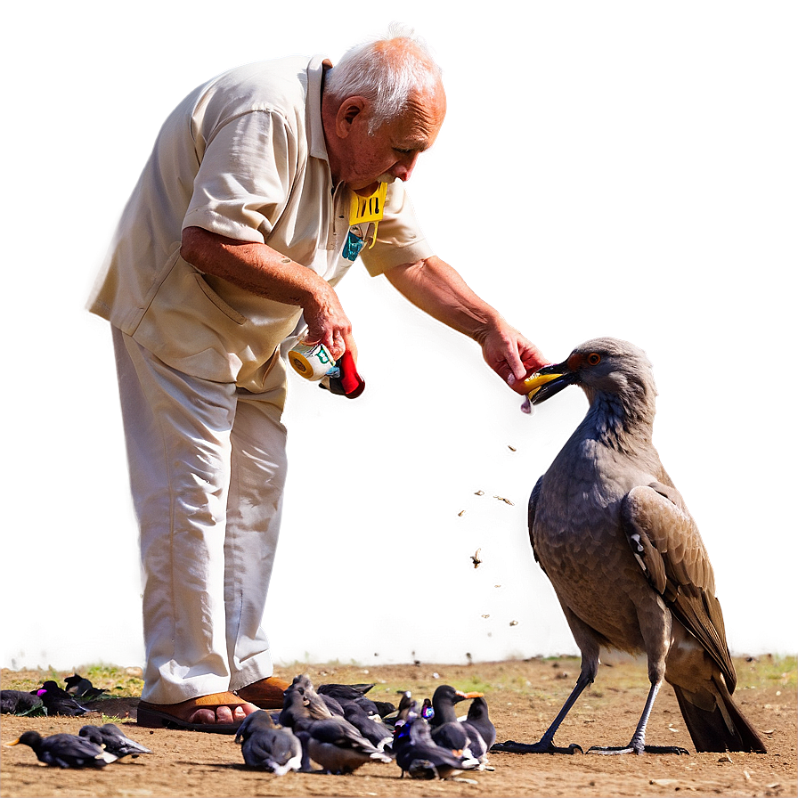 Old Man Feeding Birds Png 95