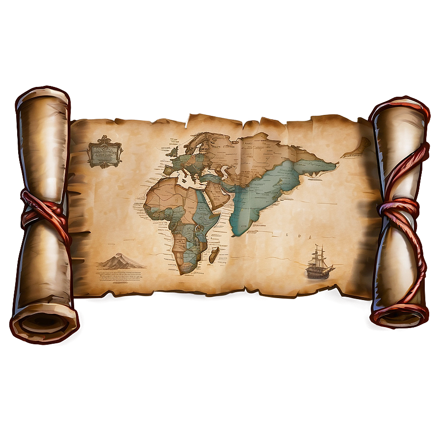 Old Map Scroll Paper Png Put