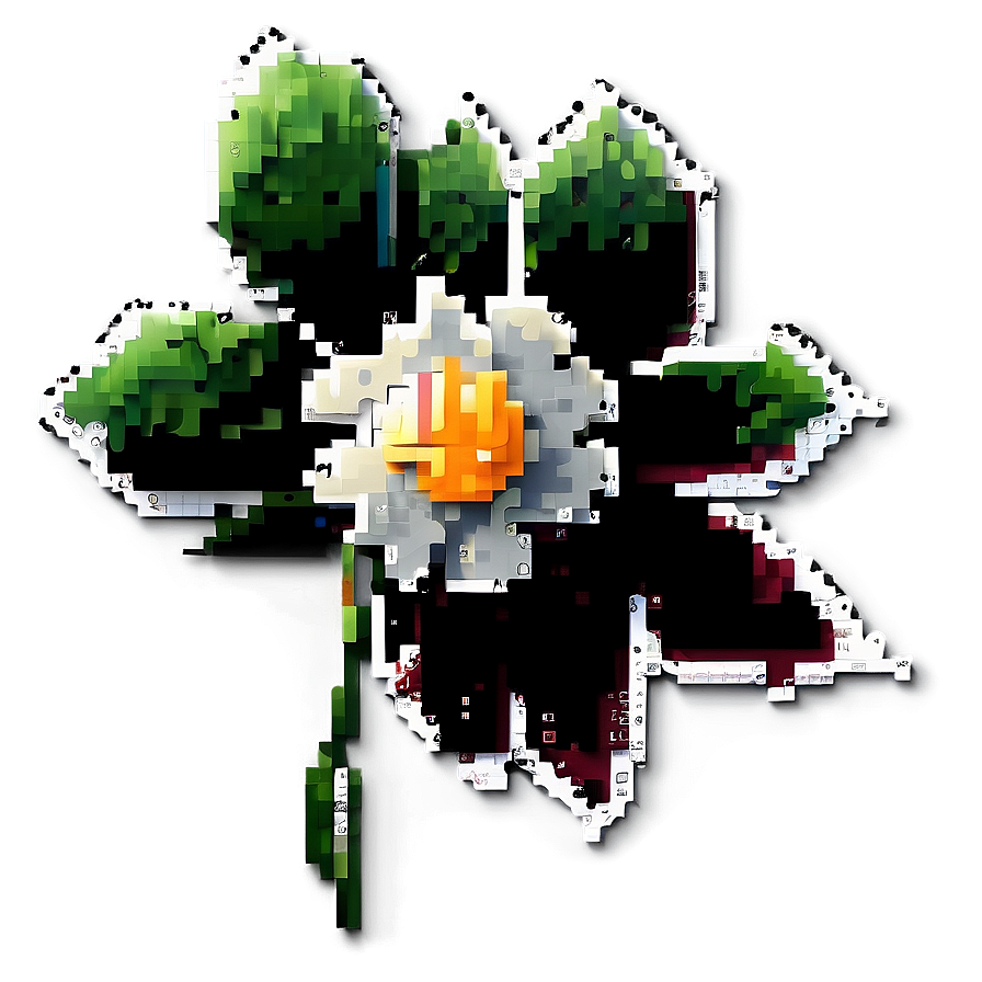 Old School Pixelated Flower Png Gao