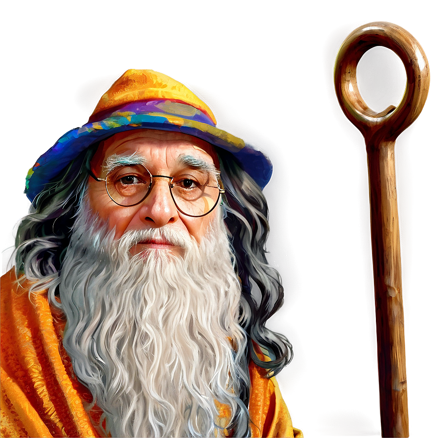 Old Wizard With Staff Png 06112024