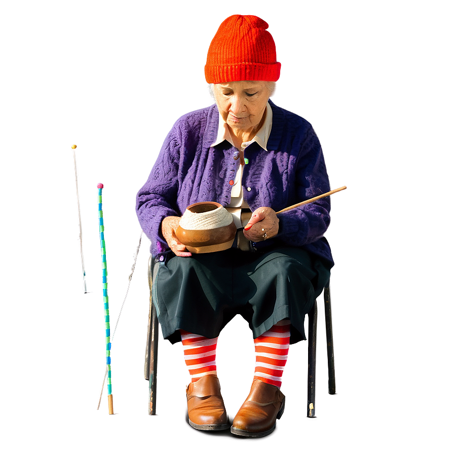 Old Woman Knitting Png 94