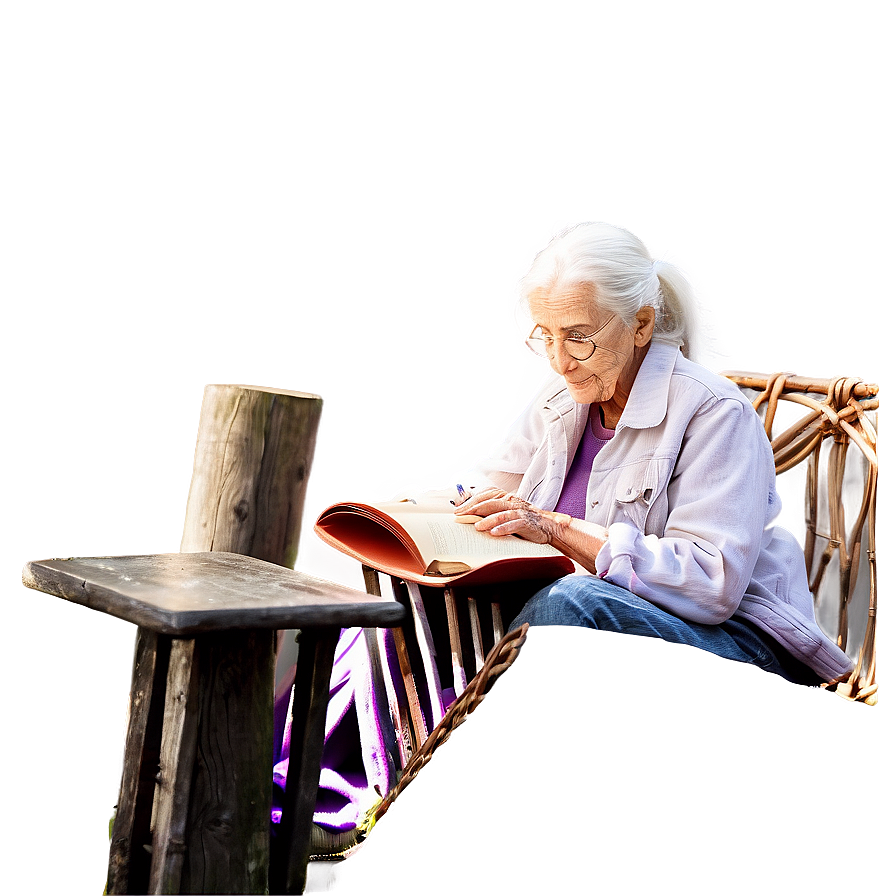 Old Woman Reading Book Png 79