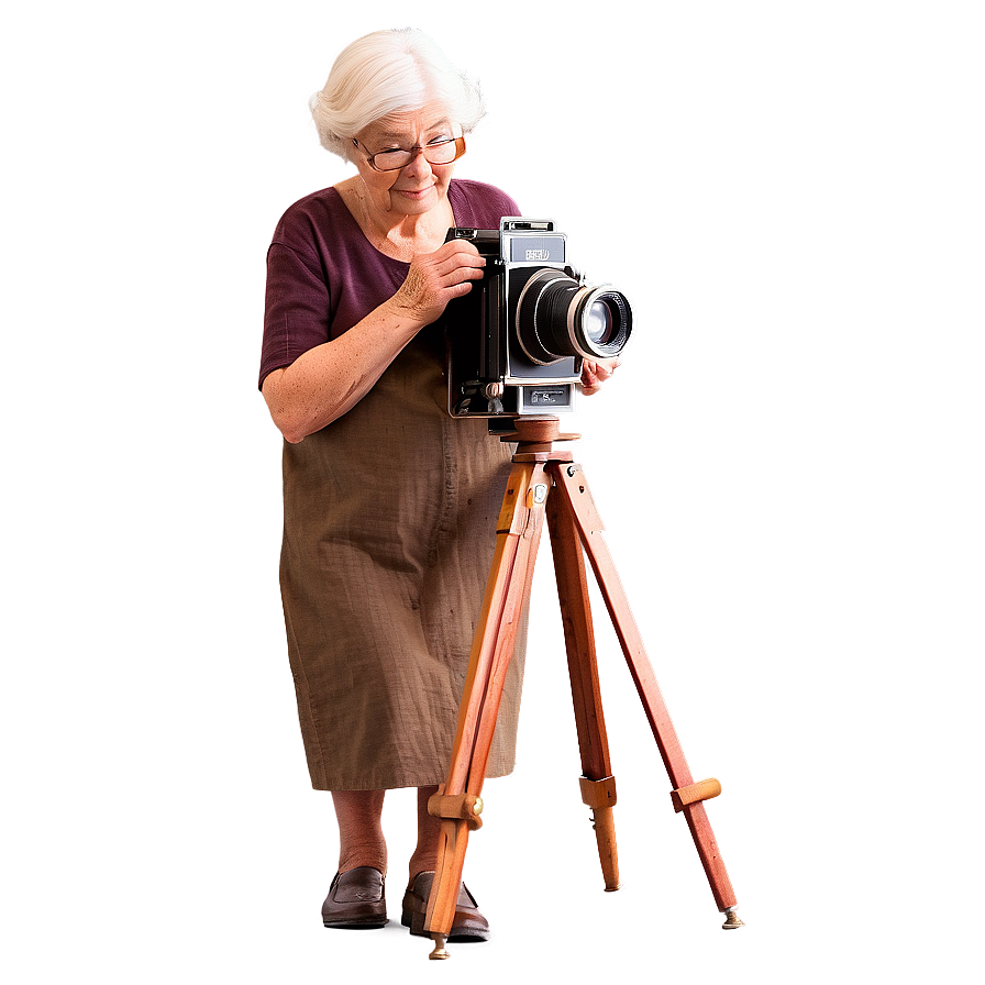 Old Woman With Antique Camera Png Dyc