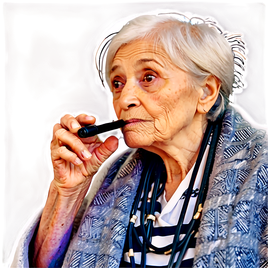 Old Woman With Pipe Png Mbm95