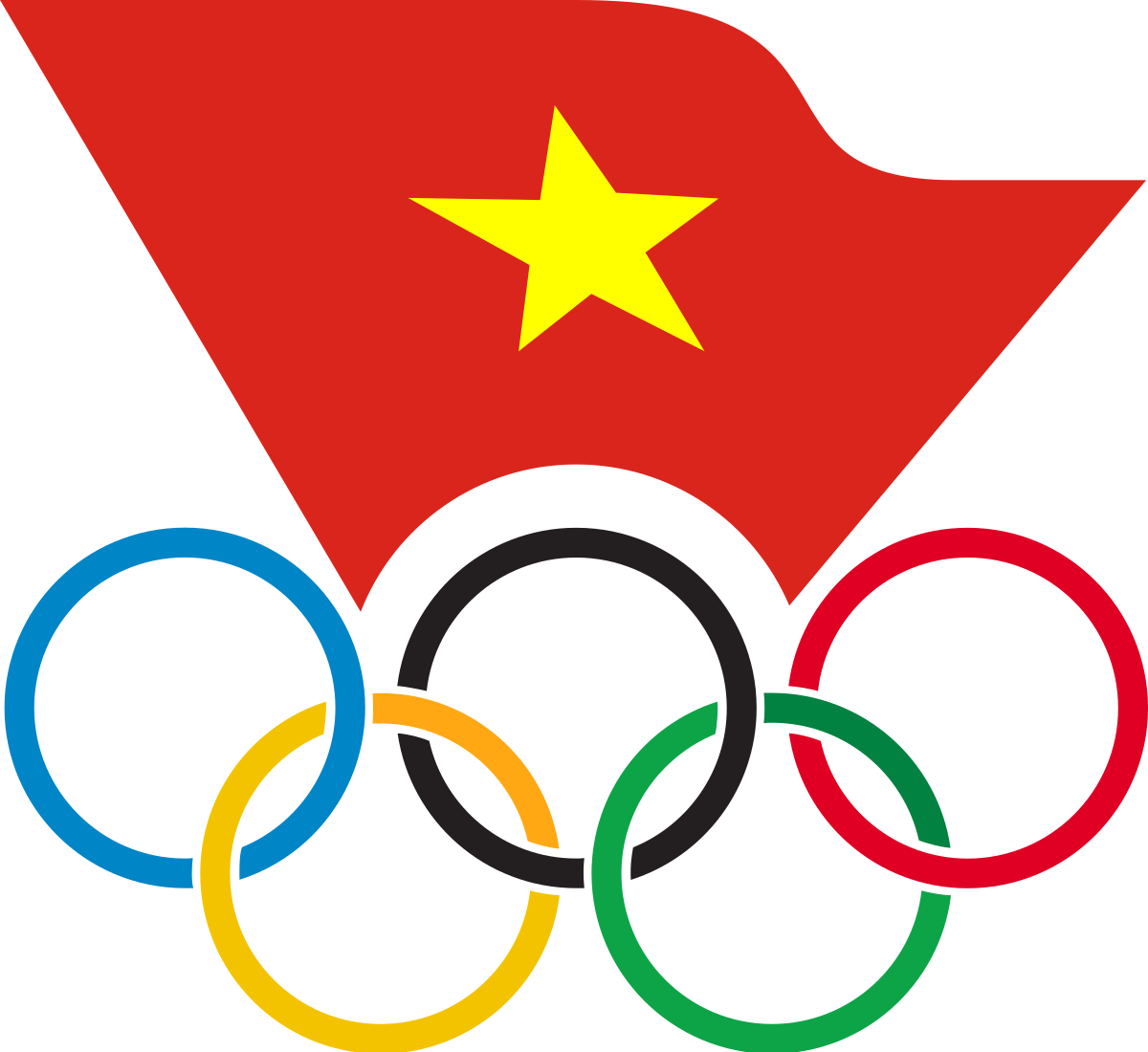 Olympic Ringswith Red Flag Star