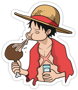 One Piece Luffy Enjoying Meatand Drink