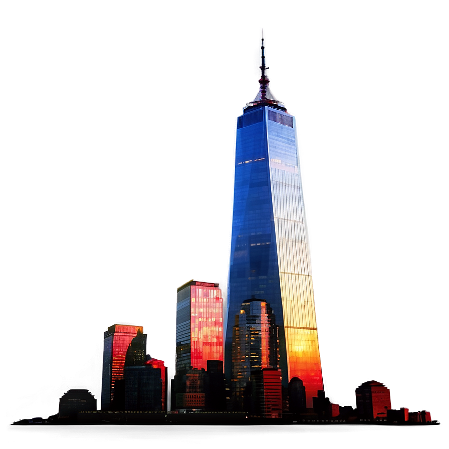 One World Trade Center Vibrant Sunset Png 06252024