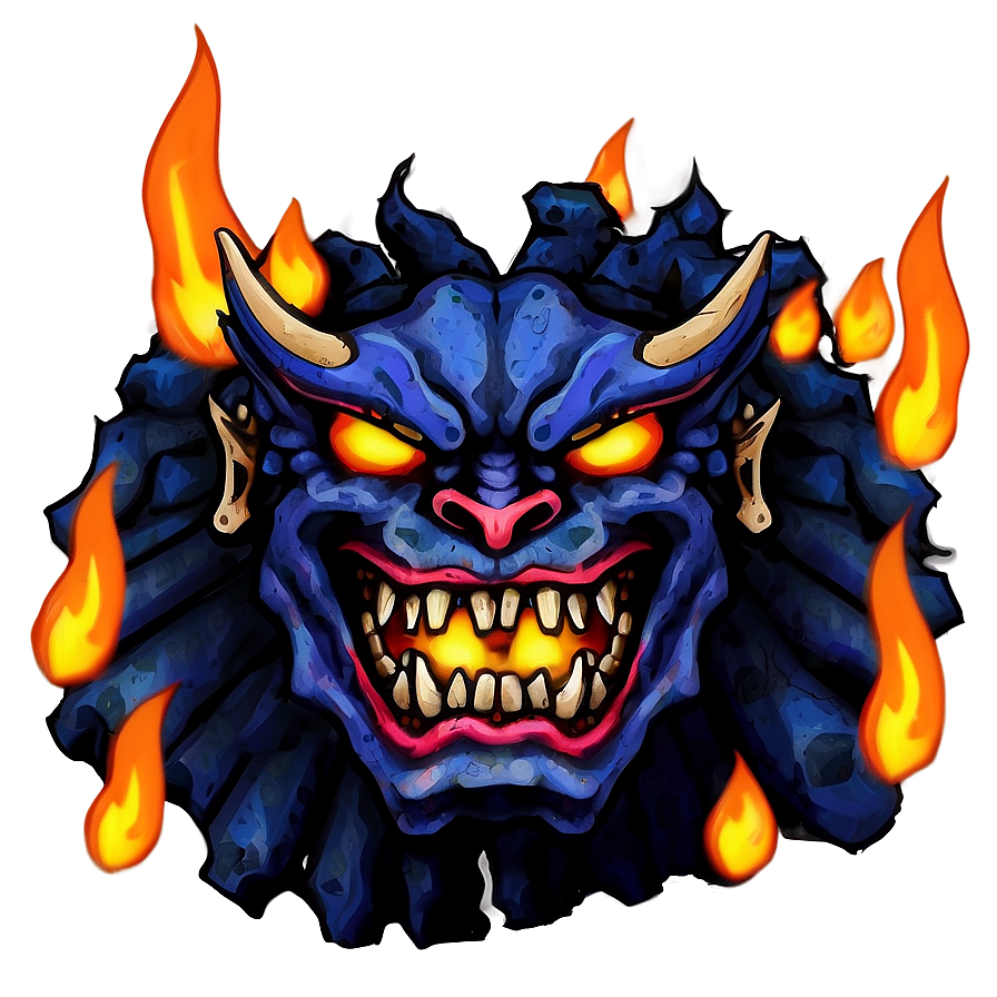 Oni With Flames Background Png Mlf19