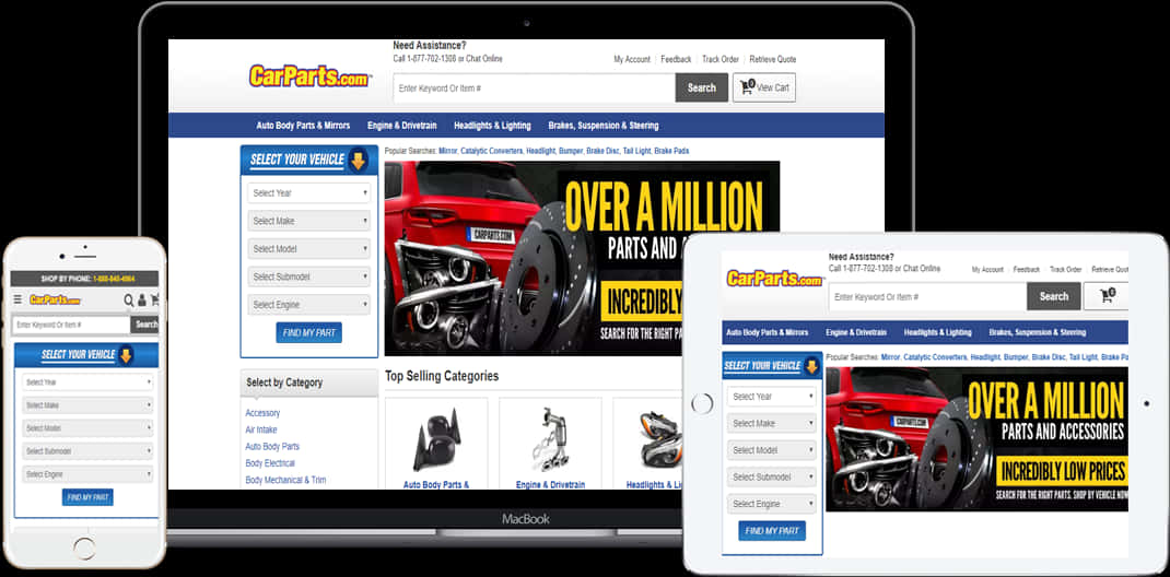 Online Auto Parts Store Multi Device Display