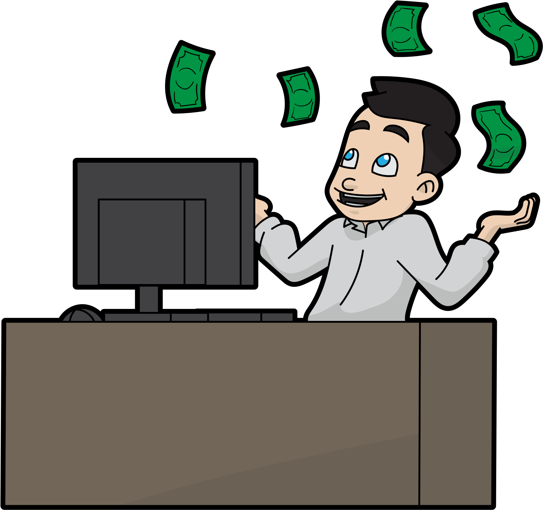 Online Income Success Cartoon