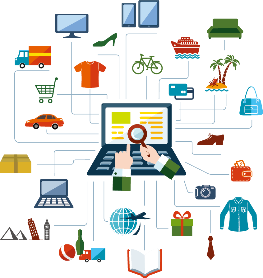 Online Shopping Ecosystem Illustration