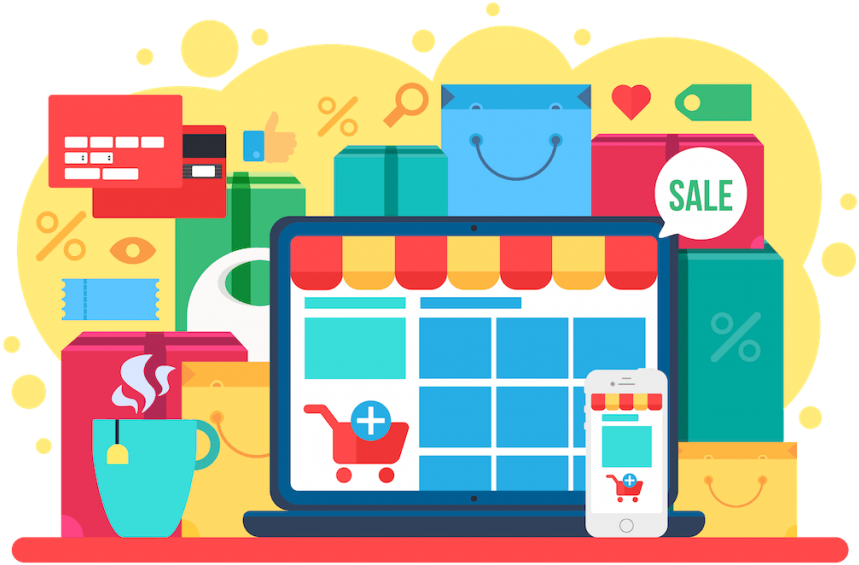 Online Shopping Elements Illustration