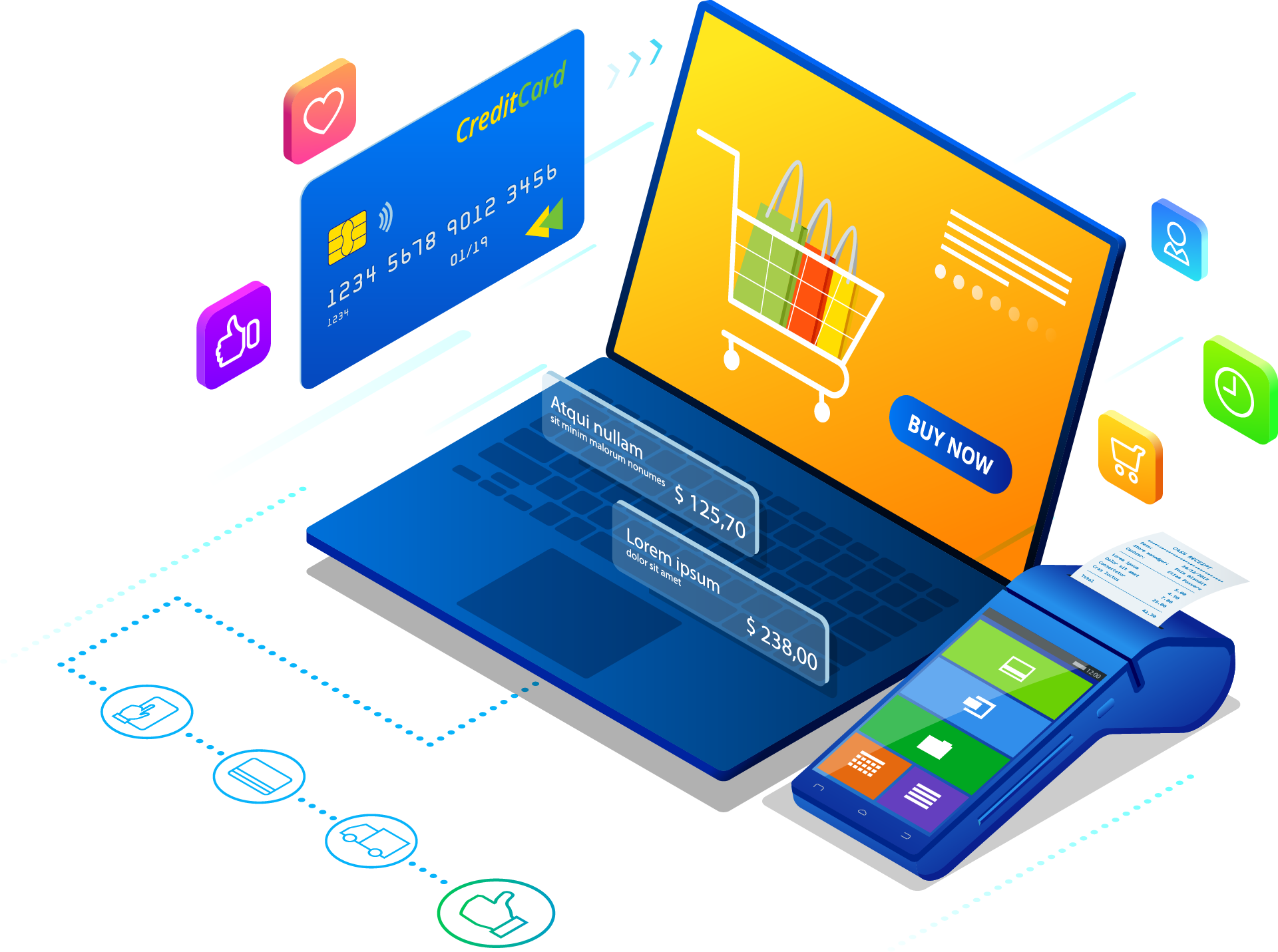 Online Shoppingand Payment Process Illustration