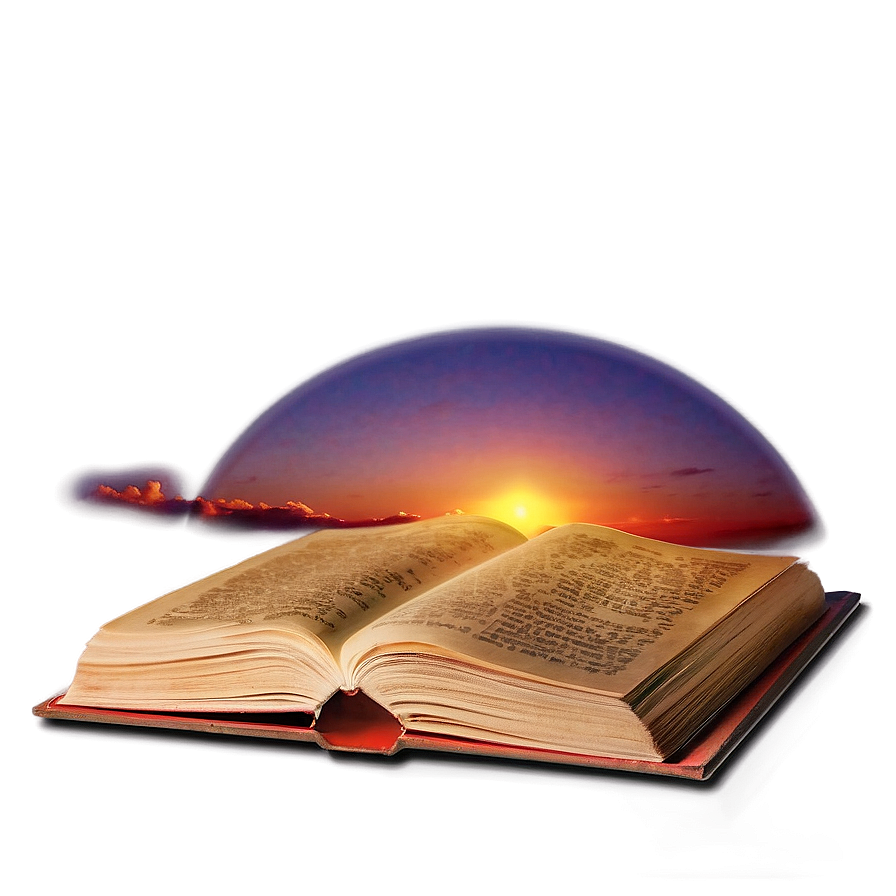 Open Book And Sunset Png 30