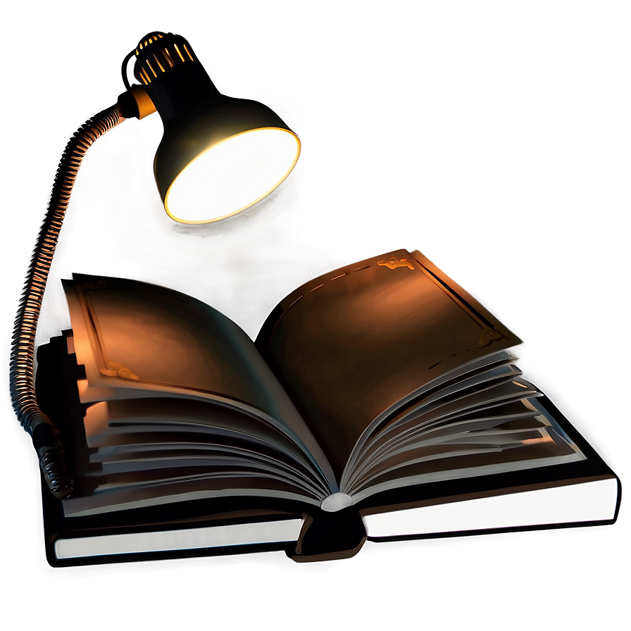 Open Book Under Lamp Png 10