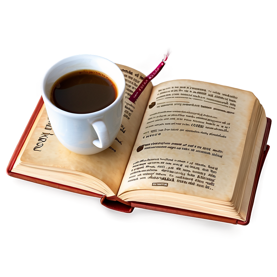 Open Book With Coffee Png Rse