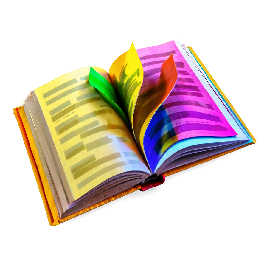 Open Book With Colored Pages Png Poa86