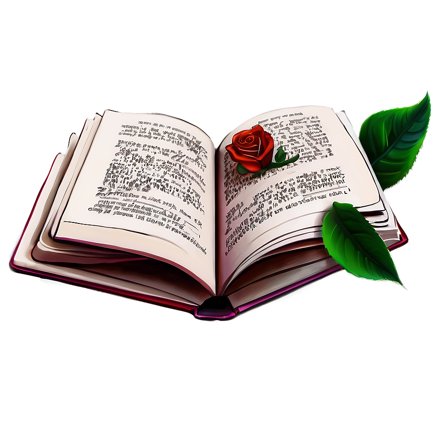 Open Book With Rose Png 05232024