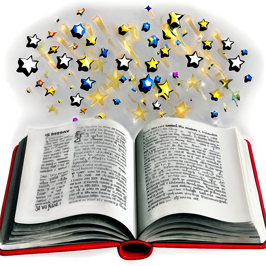 Open Book With Stars Png 05232024