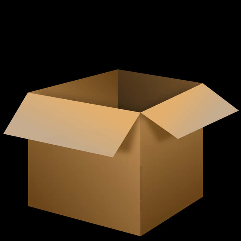 Open Cardboard Boxon Black Background