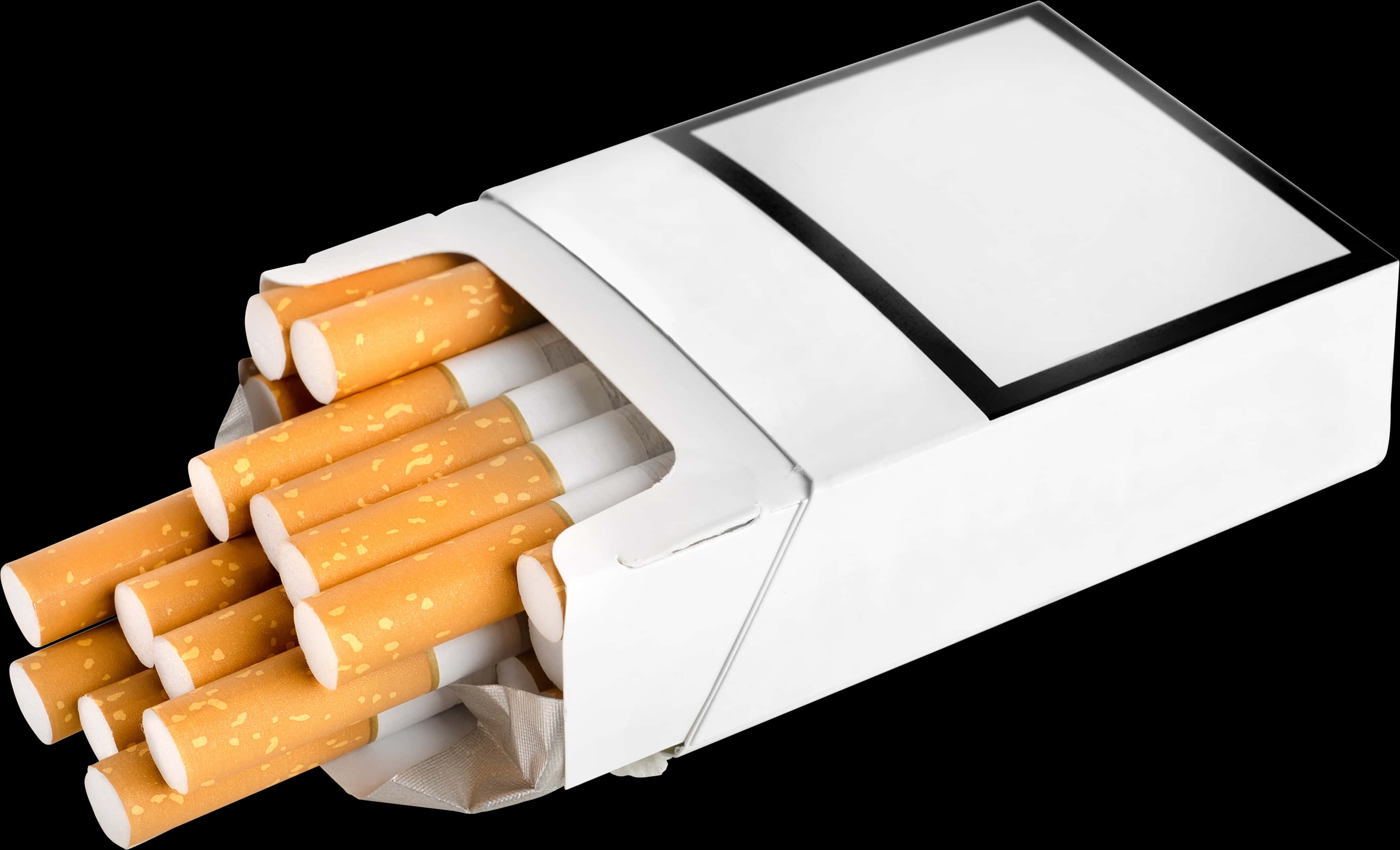 Open Cigarette Pack Black Background